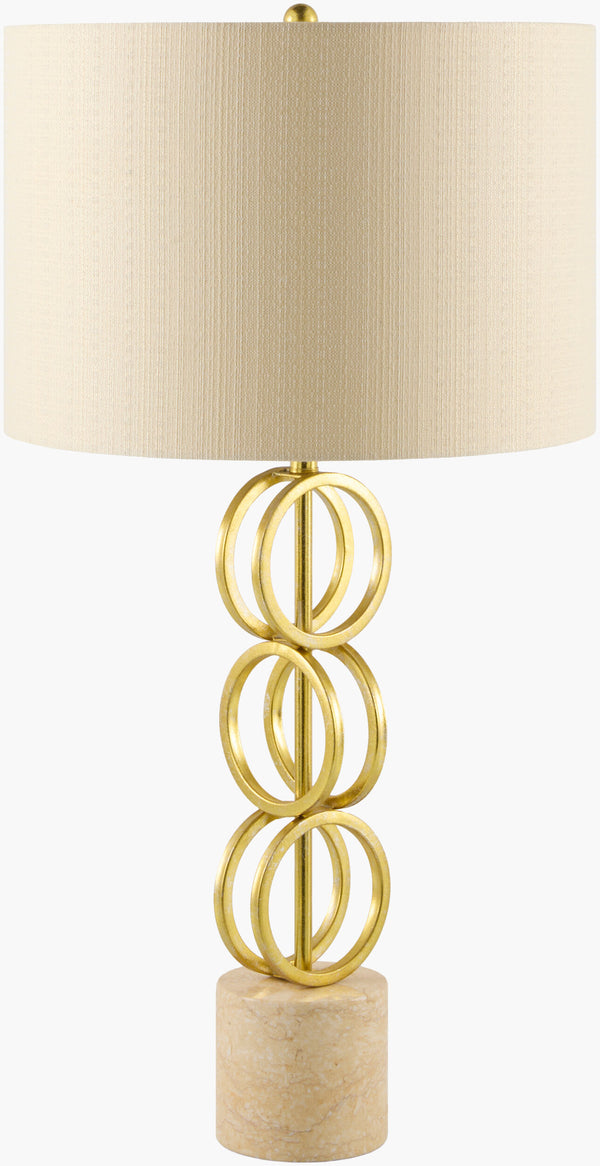Surya Evans Modern Minimalist 31" Accent Table Lamp With Crystal Base & Warm Linen Shade For Elegance Body, Gold,Base, Beige,Shade (Outside), Beige,Shade (Inside), White,Finial, Gold,Harp, Metallic ,Nickel,Cord, Translucent Iron,Marble,Linen,Polyester,Iron Evn-104