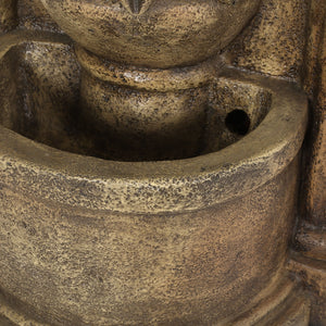 English Elm Christopher Knight Home® - 35.25" Weather-Resistant Outdoor Floor Fountain with LED Underwater Lights, Polyresin Two-Tier Elegance 71768.00LBRN