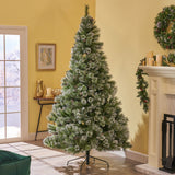 Christopher Knight Home® - Noble House - - 9' Brilste Mixed Hinged Tree With Snow And Glitter And 114 Frosted Pine Cones And Dia:61