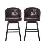 Christopher Knight Home® - Noble House - Ogden Contemporary Tufted Swivel Barstools with Nailhead Trim (Set of 2)