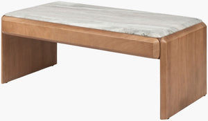 Surya Evryn Marble Top Mango Wood Coffee Table Handcrafted Low Profile Living Room EVRN001-162139