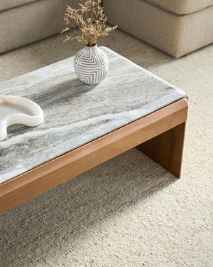 Surya Evryn Marble Top Mango Wood Coffee Table Handcrafted Low Profile Living Room EVRN001-162139