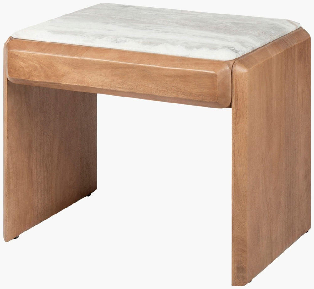 Surya Evryn Marble Top Mango Wood End Table Handcrafted Accent for Living Room or Bedroom EVRN002-201624