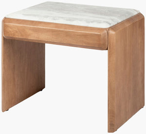 Surya Evryn Marble Top Mango Wood End Table Handcrafted Accent for Living Room or Bedroom EVRN002-201624