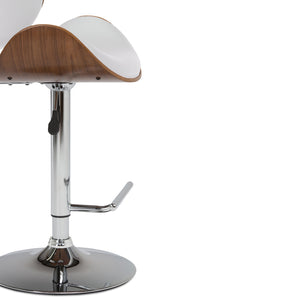 English Elm Marana Bentwood Adjustable Swivel Bar Stool - Modern White Vegan Leather & Chrome Base Comfort B136P158937