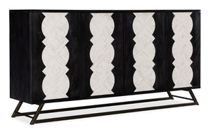 Hooker Furniture Commerce Moroccan Modern Credenza With Bone Inlay Doors, Antique Gold Base, Cable Management, 72" 7228-85087-99