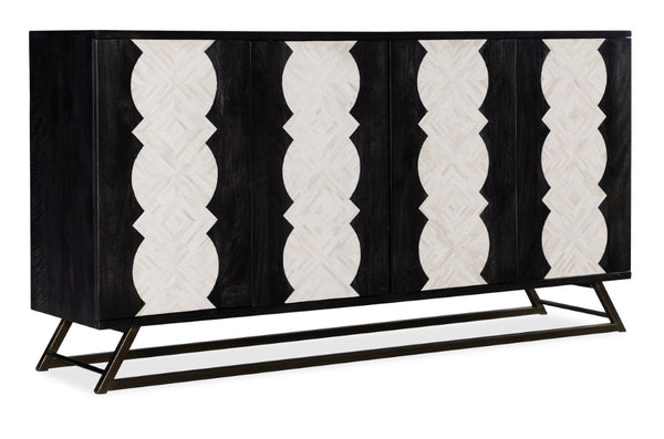 Hooker Furniture Commerce Moroccan Modern Credenza With Bone Inlay Doors, Antique Gold Base, Cable Management, 72" 7228-85087-99