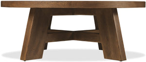 Hooker Furniture Driftwood Round Cocktail Table With Buckboard Finish, Oak Construction, Rustic Distressed Charm For Living Rooms Medium Wood 6820-80211-85