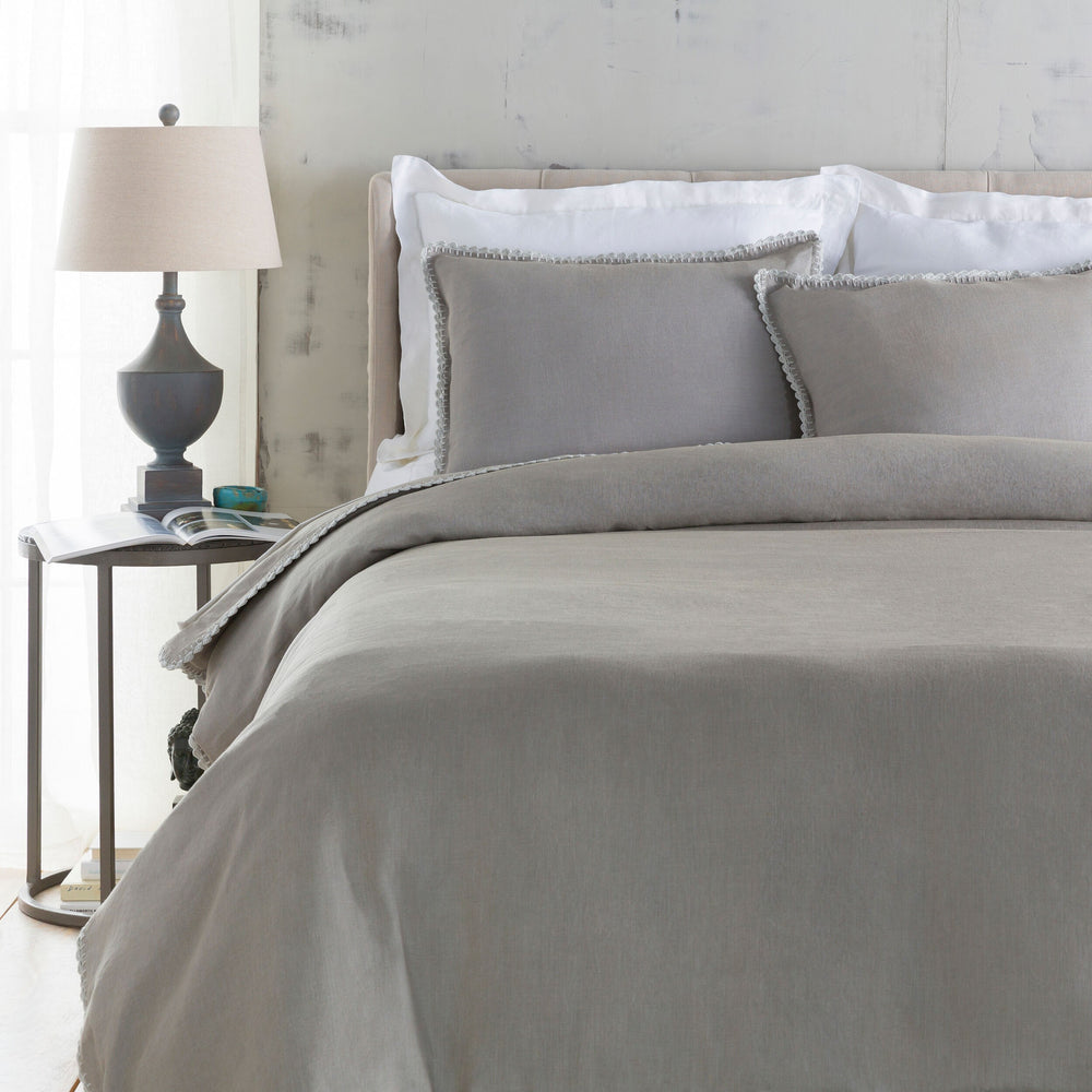 Surya Evelyn Cottage Style Duvet Set, Soft Linen Comfort 68"W X 86"L, Durable & Easy Care, Shop Now! Gray Linen,Linen Evy3003-fqset
