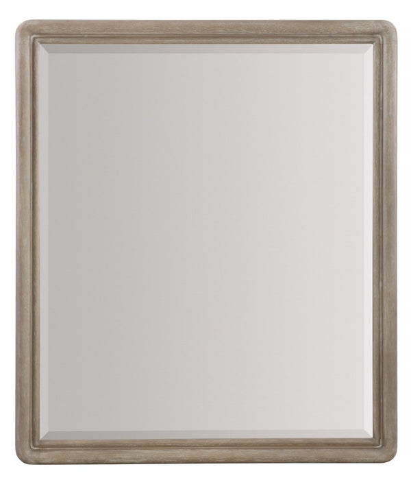 Hooker Furniture Affinity Mirror — Sand-Blasted Greige Oak Frame With Beveled Glass, Transitional Boutique Style 42" 6050-90004-GRY
