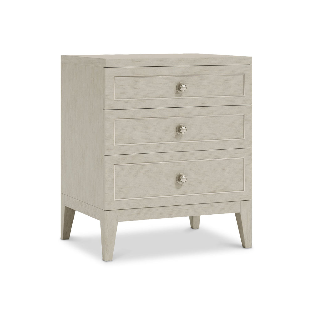 Bernhardt Bernhardt Cornelia Nightstand With 3 Soft-Close Drawers, Brushed Metal Inlays & Integrated Usb Charging Nebbia 24 W" x 19 D" x 29 H" 331228