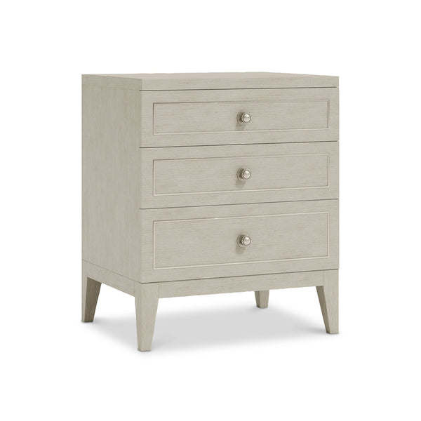 Bernhardt Bernhardt Cornelia Nightstand With 3 Soft-Close Drawers, Brushed Metal Inlays & Integrated Usb Charging Nebbia 24 W" x 19 D" x 29 H" 331228