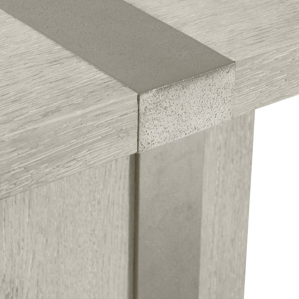 Bernhardt Bernhardt Tempo 90" Dining Table With Wire-Brushed Oak Top, Satin Nickel Metal Band Accents K2134