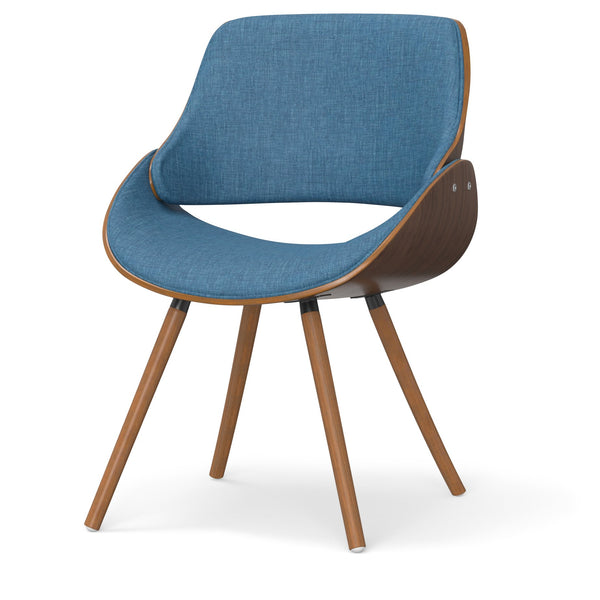 English Elm Malden Bentwood Dining Chair - Stylish Blue Upholstered Seat For Mid-Century Modern Homes B136P158899