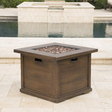 Christopher Knight Home® Ellington Outdoor Brown Wood Patterned Square Gas Fire Pit