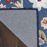 Nourison Washables NWB01 Machine Made Power-loomed Borderless Design Indoor Only Vintage Farmhouse Rug Navy Multicolor, Navy Multicolor Front Base, 85% Polyester,9% Cotton,6% Other Fibers 99446912176