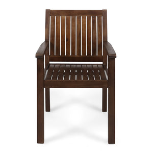 English Elm Wilson Solid Acacia Slatted Outdoor Dining Chairs Farmhouse Modern Patio Set of 2 61717.00DBRN