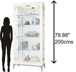 Hekman Furniture 680693 Sheena Ii Curio Cabinet - Elegant Glass Display With Adjustable Shelves & Mirrored Back Design Aged Linen Sheena Ii Curio Cabinet 680693