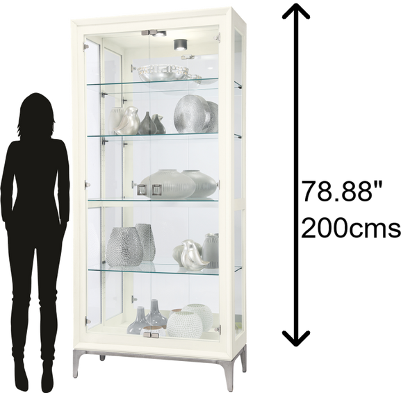 Hekman Furniture 680693 Sheena Ii Curio Cabinet - Elegant Glass Display With Adjustable Shelves & Mirrored Back Design Aged Linen Sheena Ii Curio Cabinet 680693