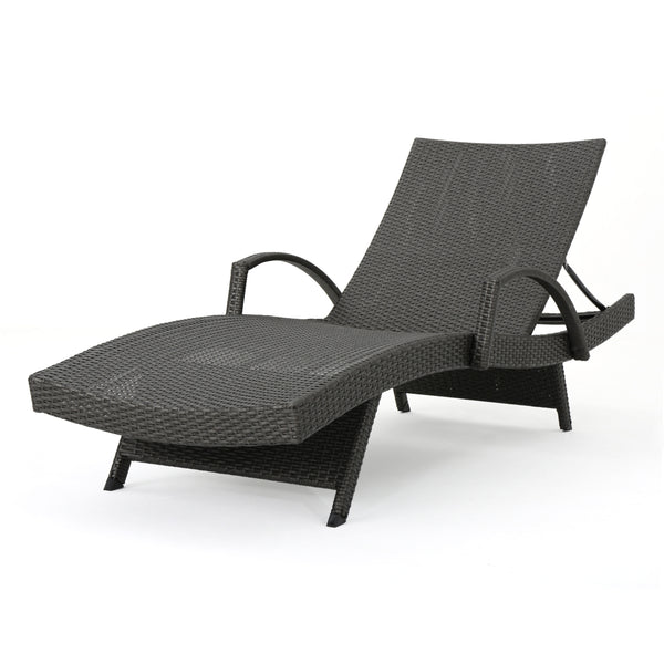 English Elm Christopher Knight Home® - Salem Pe Wicker Chaise Lounge - Adjustable Outdoor Comfort In Stylish Grey For Patios & Pools 52005.00ARMGRY