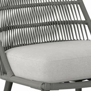 English Elm Beachside Powder-Coated Aluminum Outdoor Dining Chairs Set of 2 with Grey Removable Cushions, Rope Weave B136P159373
