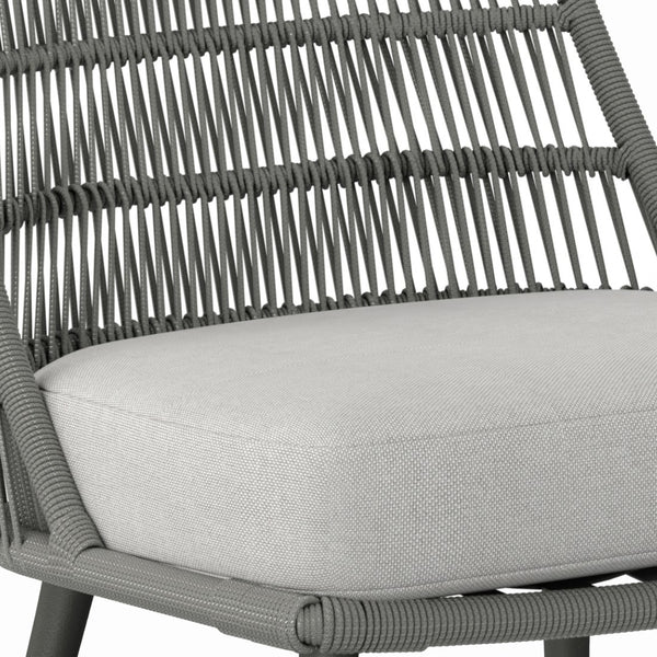 English Elm Beachside Powder-Coated Aluminum Outdoor Dining Chairs Set of 2 with Grey Removable Cushions, Rope Weave B136P159373