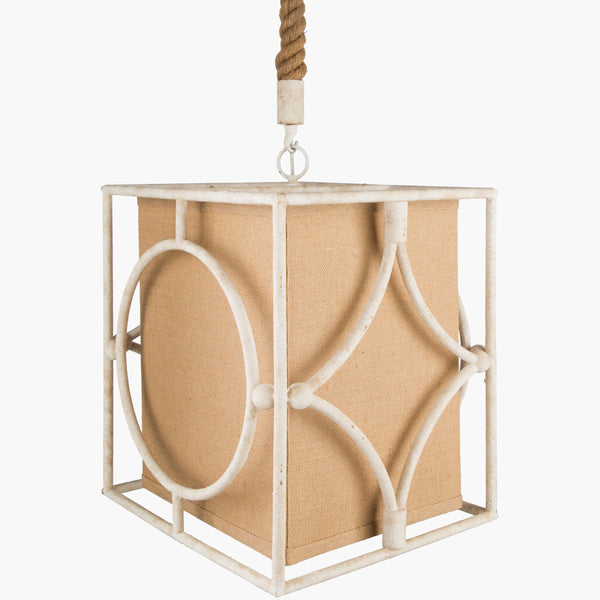 Surya Ewing 17"L X 17"W X 19"H Pendant Light - Global Inspired Design For Timeless Elegance & Charm Fixture, Ivory,Base, Ivory,Cord, Translucent Iron,Jute Ewi-001