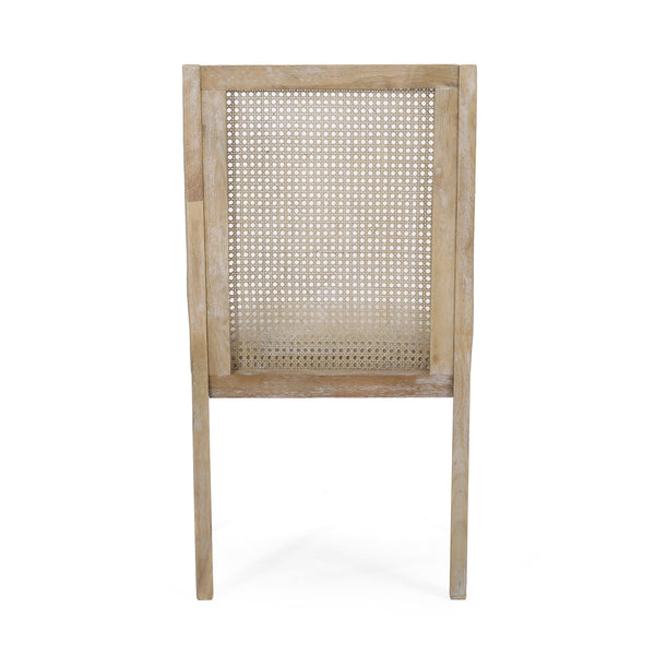 English Elm Christopher Knight Home® - DINING Chair with Cane Webbing and Upholstered Seat, Rustic Rubberwood Frame for Cozy Gatherings Beige 72388.00