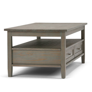 English Elm Warm Shaker Solid Wood Coffee Table - 48" Distressed Grey With Hidden Storage & Classic Style B136P159699-GIGA