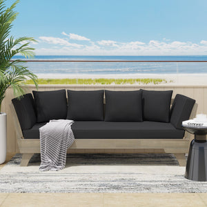 English Elm Christopher Knight Home® - OTTAVIO Acacia Outdoor Sofa Daybed Convertible Expandable with Water-Resistant Cushions, Grey Patio Luxury 63454.00BLK