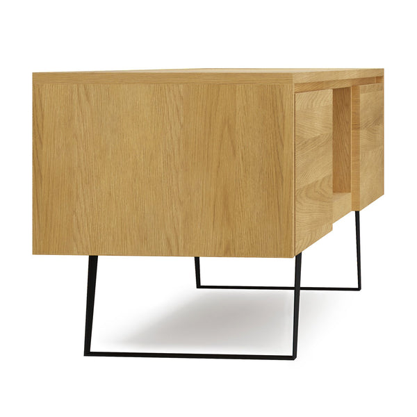 English Elm Lowry 72" Oak Tv Media Stand - Mid-Century Modern Design With Clever Storage & Cable Management B136P158888
