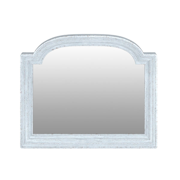 A.R.T. Furniture Summer Creek Mirror - Distressed Shutter Blue Oak Frame With Beveled Edges & Timeless Charm For Decor Blue Flakey Cathedral Oak Veneer,Parawood Solids 251122-1361