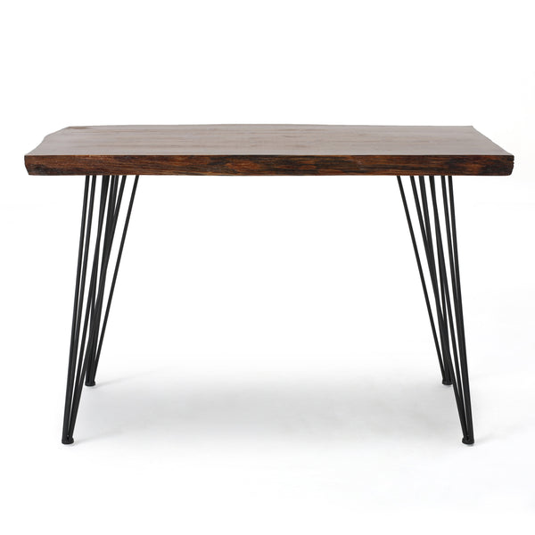 English Elm Christopher Knight Home® - DINING Faux Live Edge Fir Veneer Table with Black Hairpin Iron Legs, Natural Industrial Style 62137.00