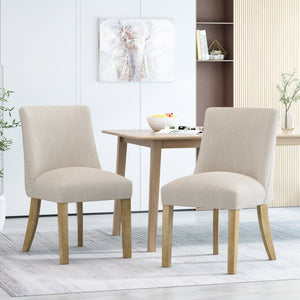 English Elm Fabric Dining Chairs with Nailhead Trim Plush Seat Rubberwood Legs Set of 2 72610.00
