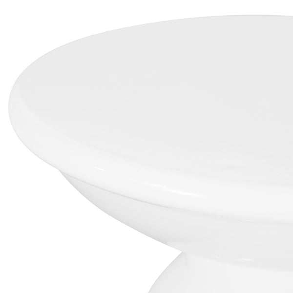 English Elm Outdoor Powder-coated Iron Pedestal Side Table for Patio and Lounge Spaces White 73615.00WHI