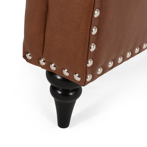 English Elm Christopher Knight Home® - Classic Classic Style Fabric Push Back Chair with Rivet Detail, Rolled Arms & Plush Cushions for Comfort and Stability Light Brown 71909.00PUCOGN
