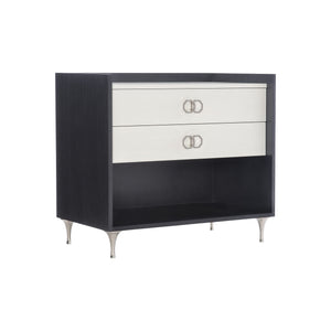 Bernhardt Bernhardt Glamorous Two-Tone Nightstand With Floating Soft-Close Drawers, Usb Charging Port Eggshell; Onyx 34" W x 19" D x 30.13" H 307229