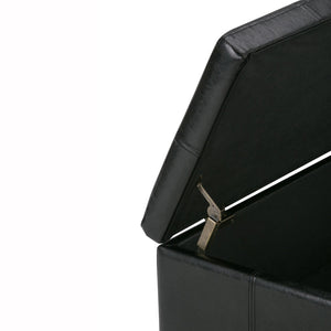 English Elm Kingsley Large Storage Ottoman with Nailhead Trim and Child-Safe Hinge – Faux Leather Bench Seat Black B136P158177