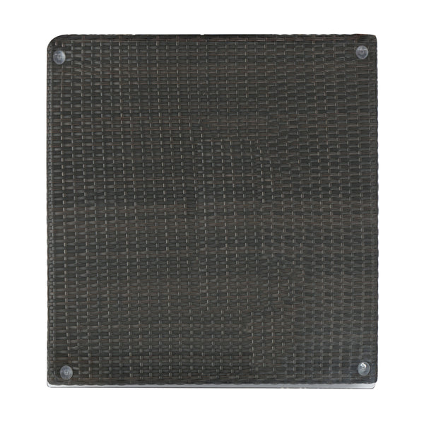 English Elm Christopher Knight Home® - SANTA Outdoor Rattan Dining Table with Tempered Glass Top — Sleek Aluminum Frame, Weather-Resistant Modern Design Brown Multi 64843.00ALUMBRN