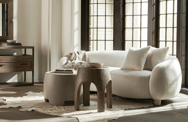 Bernhardt Bernhardt Casa Paros Drum Side Table In Playa Finish — Sculptural End-Grain Look, Rustic-Modern Accent 317125