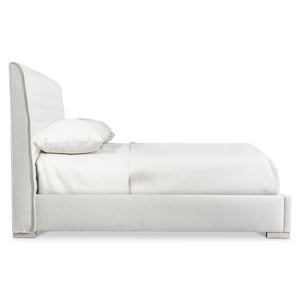 Bernhardt Bernhardt Sereno Queen Panel Bed Upholstered Headboard With Channeling, Lutra Wood Feet, Luxe Comfort K1954