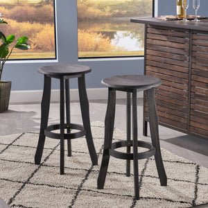 English Elm Christopher Knight Home® - PIKE Dark Gray Acacia Barstools Set of 2 — 30" Backless Outdoor Water-Resistant Contemporary Seats 60810.00
