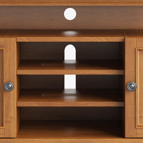 English Elm Amherst 54-Inch Solid Wood Tv Media Stand - Light Golden Brown, Charming Design & Ample Storage B136P158342