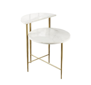 English Elm Steve Silver - Patna - White Marble Top Side End Table - White