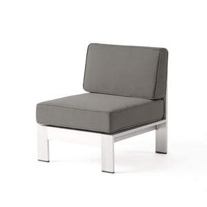 English Elm Christopher Knight Home® - CAPE Coral Armless Chair - Khaki Water-Resistant Cushions, Aluminum Frame, Modular Ottoman Ready 64413.00