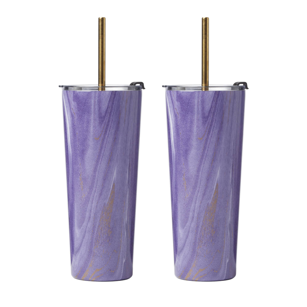 Lenox Cambridge 24 Oz Purple Geo Insulated Tumblers, Set of 2 NO COLOR METAL EWG8PUCB2DS