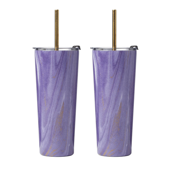 Lenox Cambridge 24 Oz Purple Geo Insulated Tumblers, Set of 2 NO COLOR METAL EWG8PUCB2DS