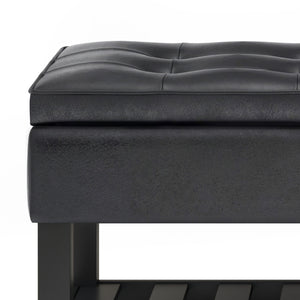 English Elm Cosmopolitan Storage Ottoman Bench - Stylish Distressed Black Faux Leather With Hidden Storage & Seat B136P158559