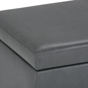 English Elm Avalon Storage Ottoman Bench - Versatile Stone Grey Faux Leather With Hidden Storage & Comfort B136P158645