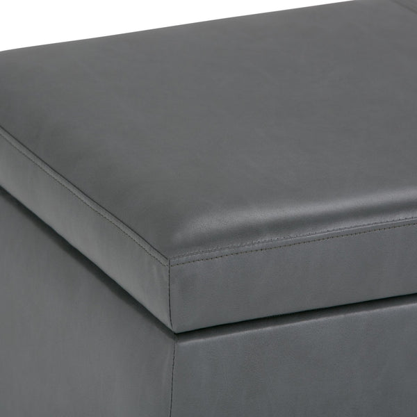 English Elm Avalon Storage Ottoman Bench - Versatile Stone Grey Faux Leather With Hidden Storage & Comfort B136P158645